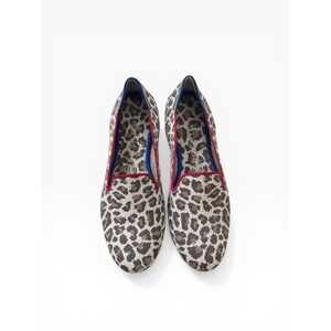 Rothy's The Loafer Mocha Spot Leopard Print size 9 - retired EUC Red Blue Accent